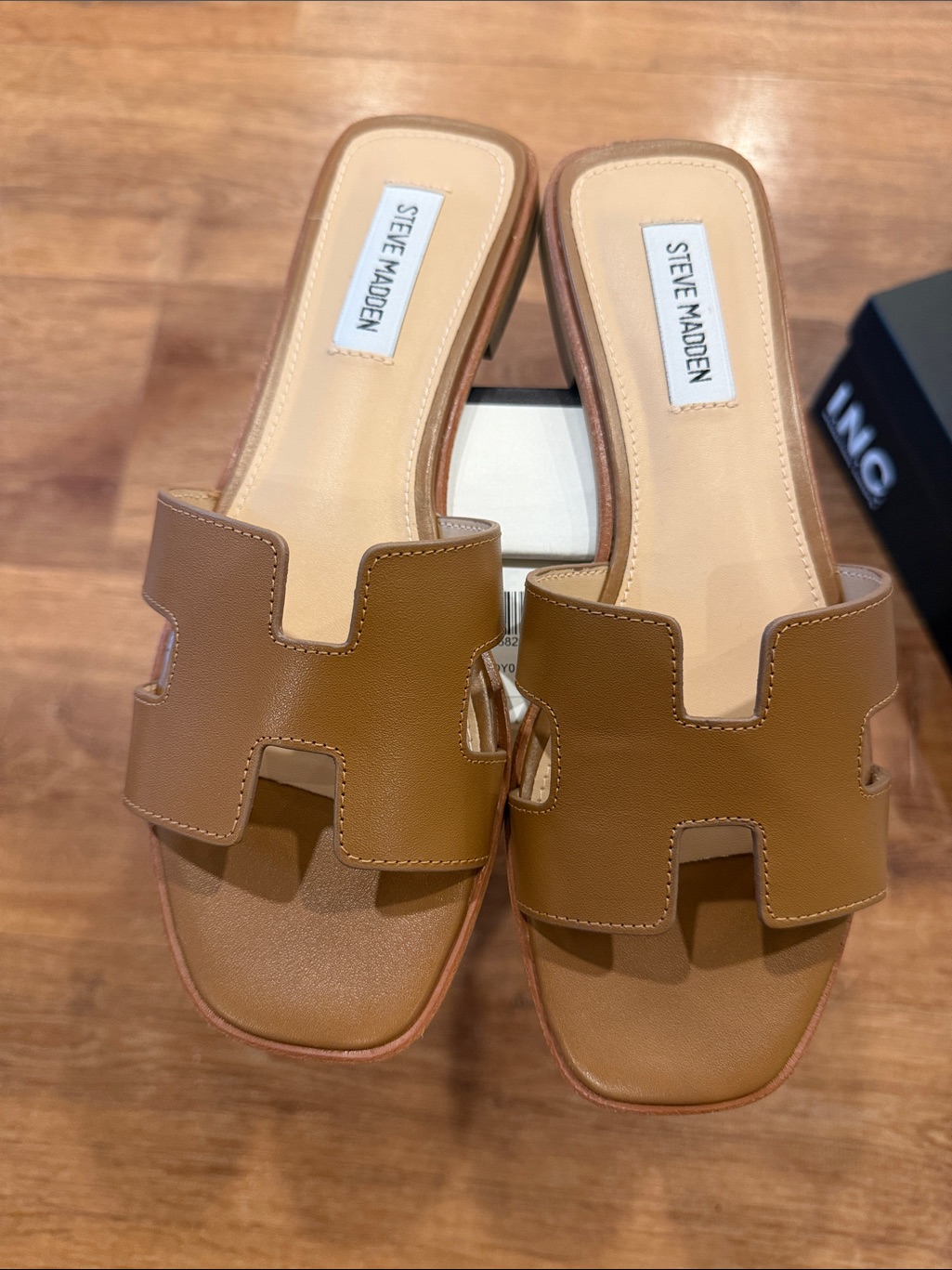 Steve Madden Cognac Cutout Leather Slide Mules